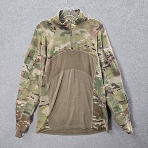 Massif‎ Men Shirt Medium Brown Non FR Combat Military Utility Long Sleeve